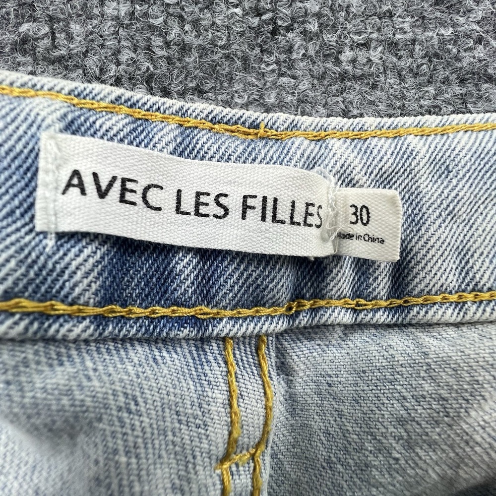 Avec Les Filles Womens Jeans Size 30 Light Wash Distressed Raw Hem Kick Flare - Picture 4 of 8